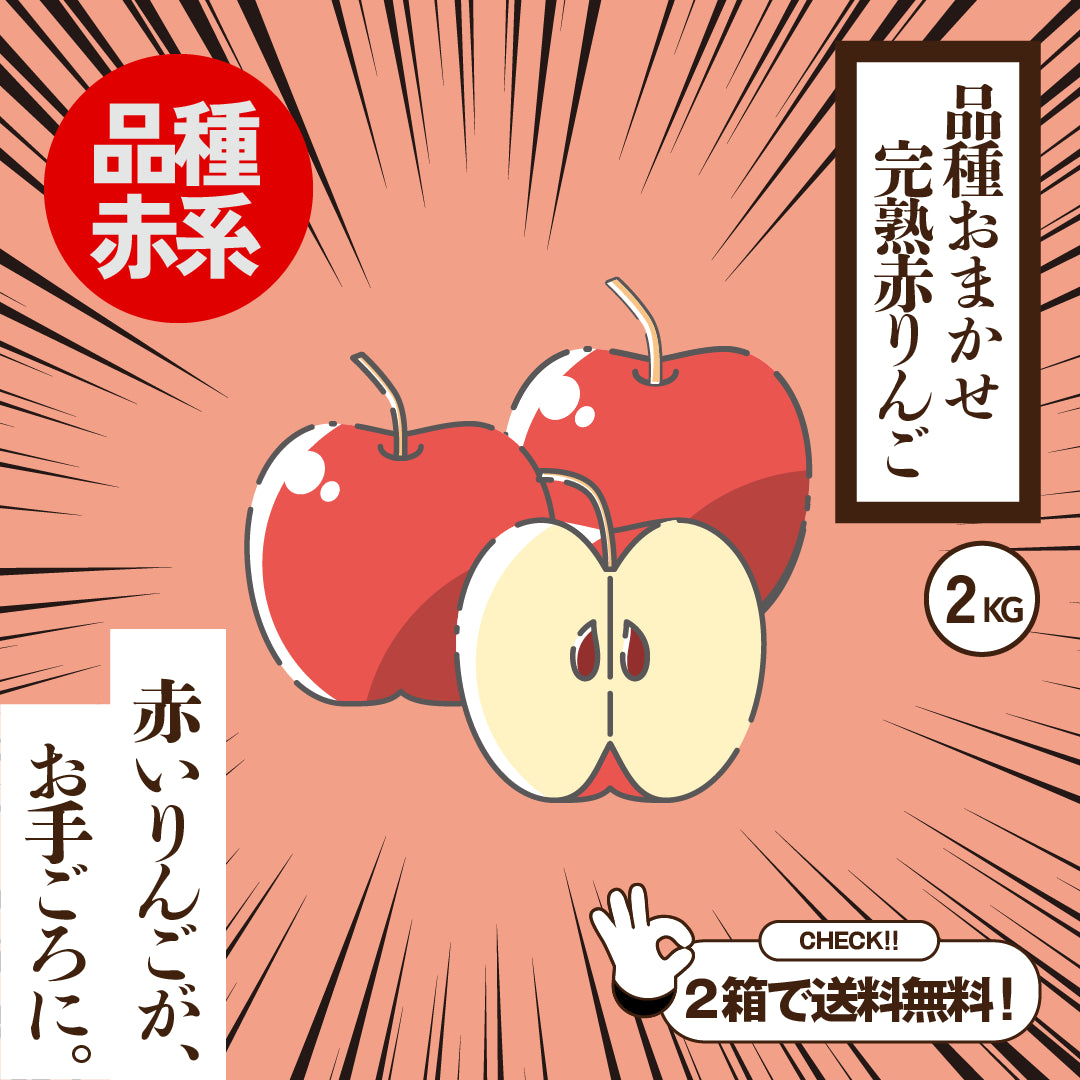 お試しサイズ　品種おまかせ完熟赤りんご